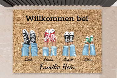 Willkommen bei - Personalisierte Familien Fußmatte (2-4) Personen